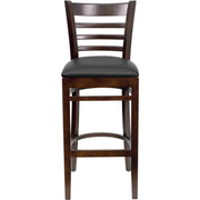 Walnut Wood Stool-Blk Vinyl