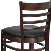 Walnut Wood Stool-Blk Vinyl