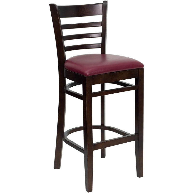 Walnut Wood Stool-Burg Vinyl