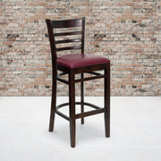 Walnut Wood Stool-Burg Vinyl