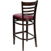 Walnut Wood Stool-Burg Vinyl