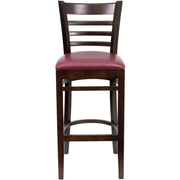 Walnut Wood Stool-Burg Vinyl