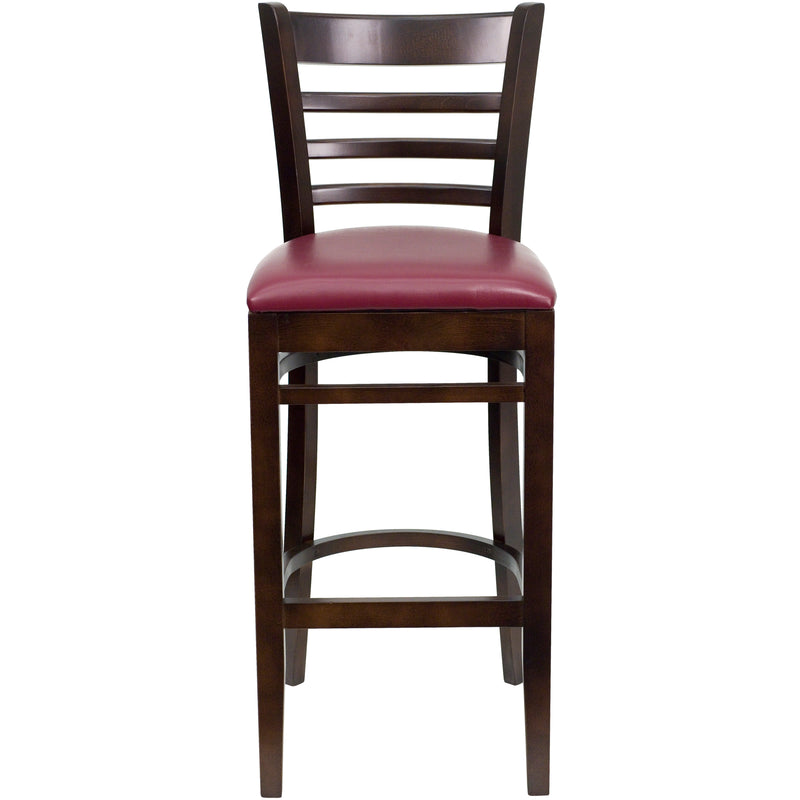 Walnut Wood Stool-Burg Vinyl
