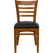Cherry Wood Chair-Blk Vinyl