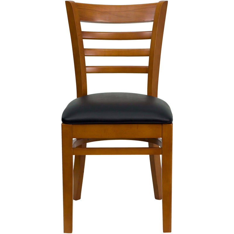 Cherry Wood Chair-Blk Vinyl
