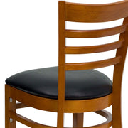 Cherry Wood Chair-Blk Vinyl