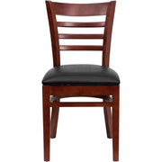 Mahogany Wood Chair-Blk Vinyl