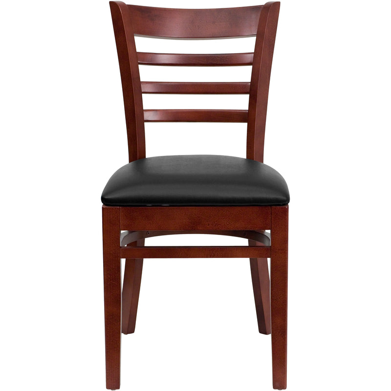 Mahogany Wood Chair-Blk Vinyl