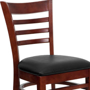 Mahogany Wood Chair-Blk Vinyl