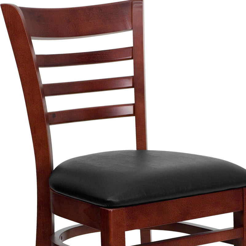 Mahogany Wood Chair-Blk Vinyl