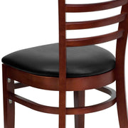 Mahogany Wood Chair-Blk Vinyl