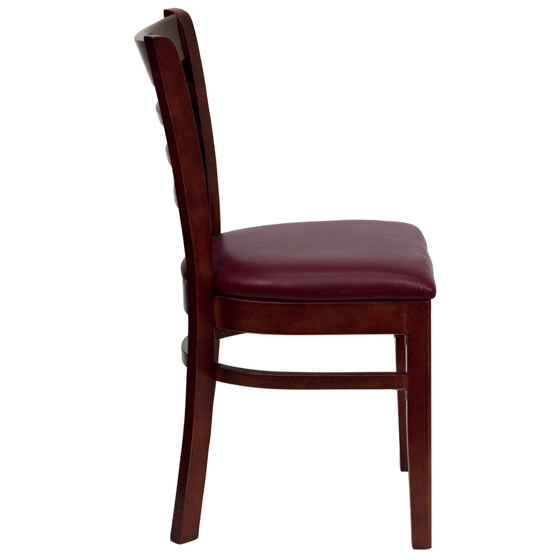 Mahogany Wood Chair-Burg Vinyl