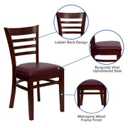 Mahogany Wood Chair-Burg Vinyl