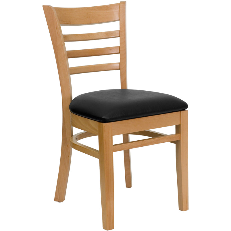 Natural Wood Chair-Blk Vinyl