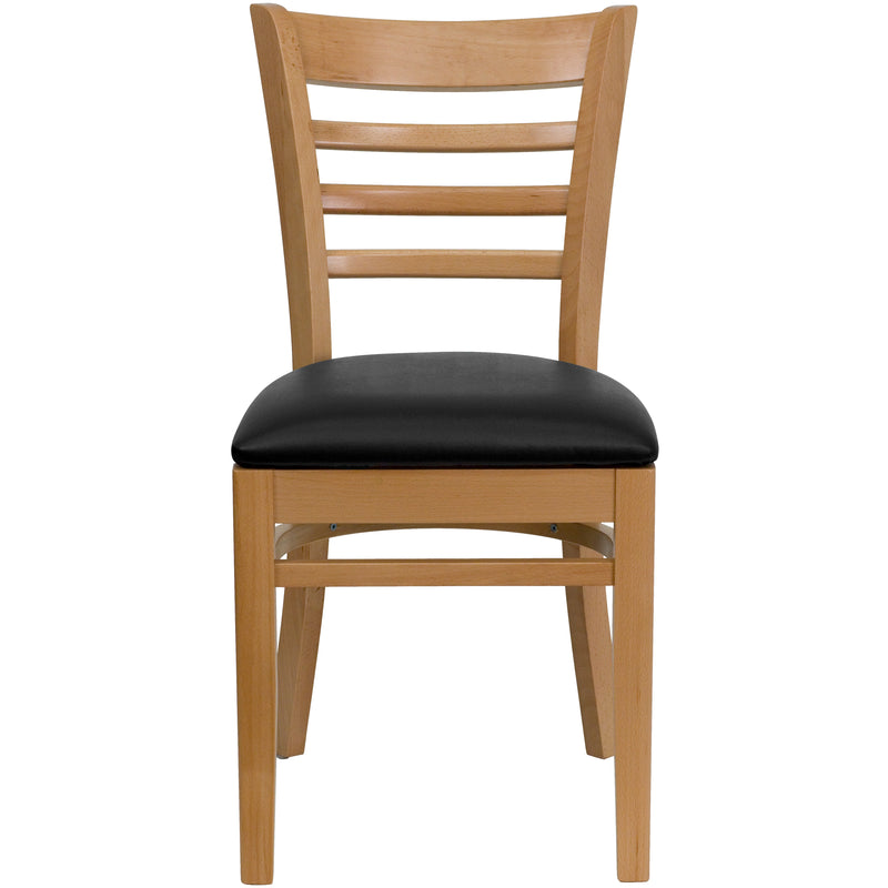 Natural Wood Chair-Blk Vinyl