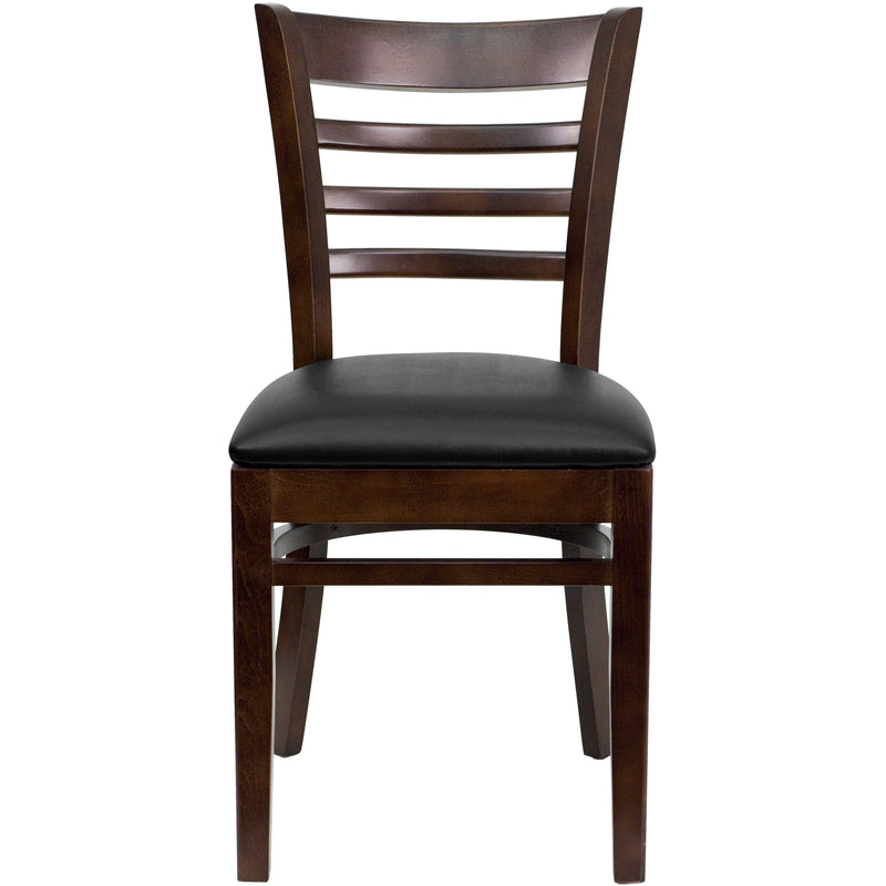 Walnut Wood Chair-Blk Vinyl