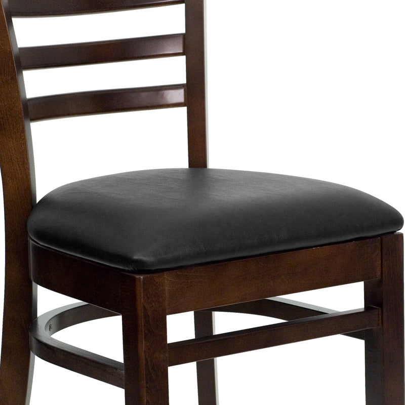 Walnut Wood Chair-Blk Vinyl