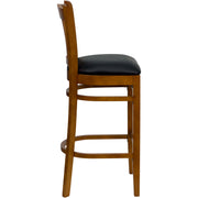 Cherry Wood Stool-Blk Vinyl