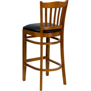 Cherry Wood Stool-Blk Vinyl
