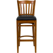 Cherry Wood Stool-Blk Vinyl