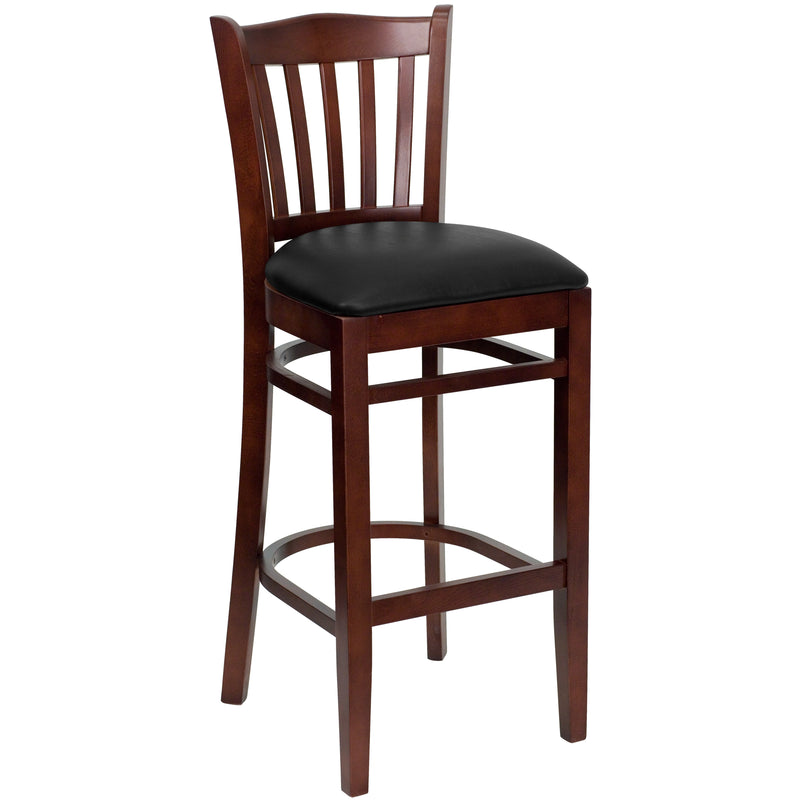 Mahogany Wood Stool-Blk Vinyl