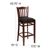 Mahogany Wood Stool-Blk Vinyl