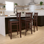 Mahogany Wood Stool-Blk Vinyl