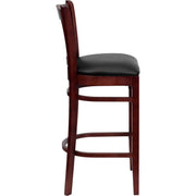 Mahogany Wood Stool-Blk Vinyl