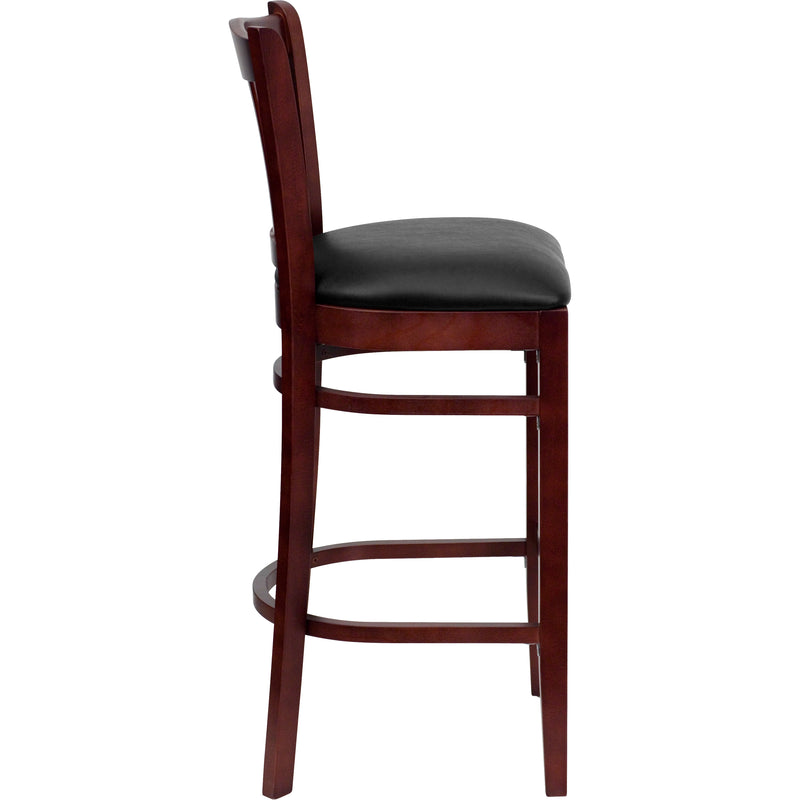 Mahogany Wood Stool-Blk Vinyl