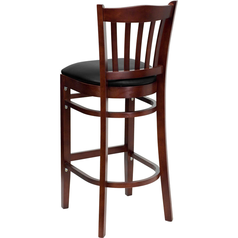 Mahogany Wood Stool-Blk Vinyl