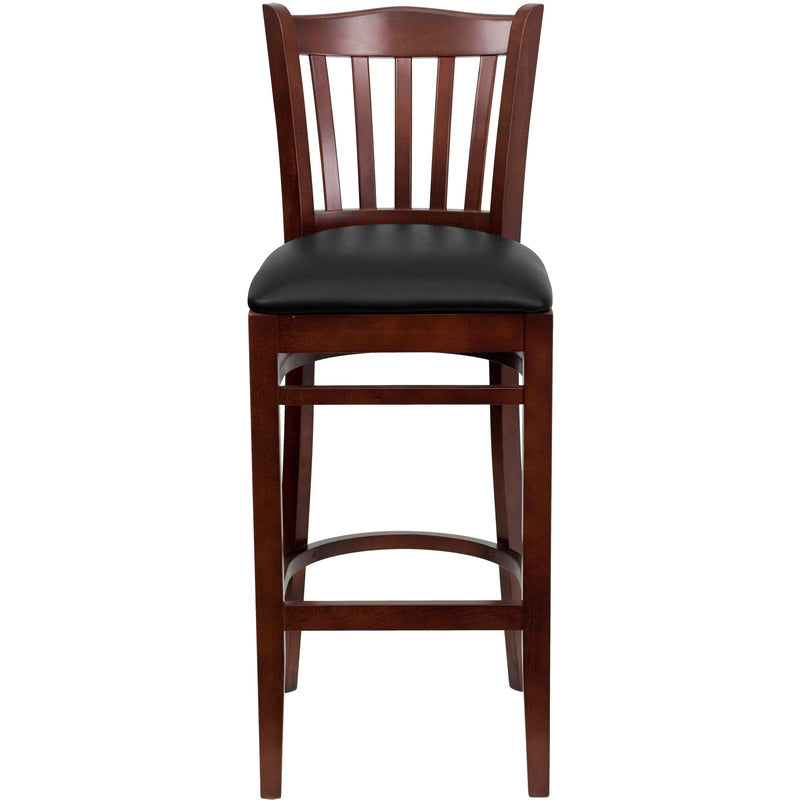 Mahogany Wood Stool-Blk Vinyl