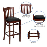 Mahogany Wood Stool-Blk Vinyl