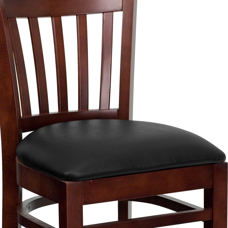 Mahogany Wood Stool-Blk Vinyl