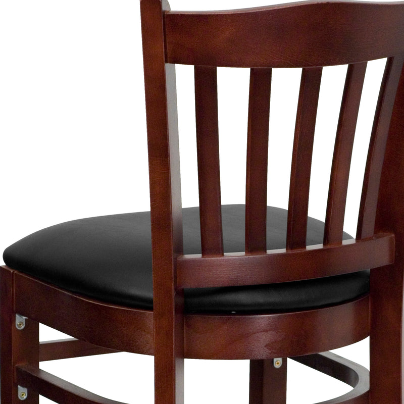 Mahogany Wood Stool-Blk Vinyl