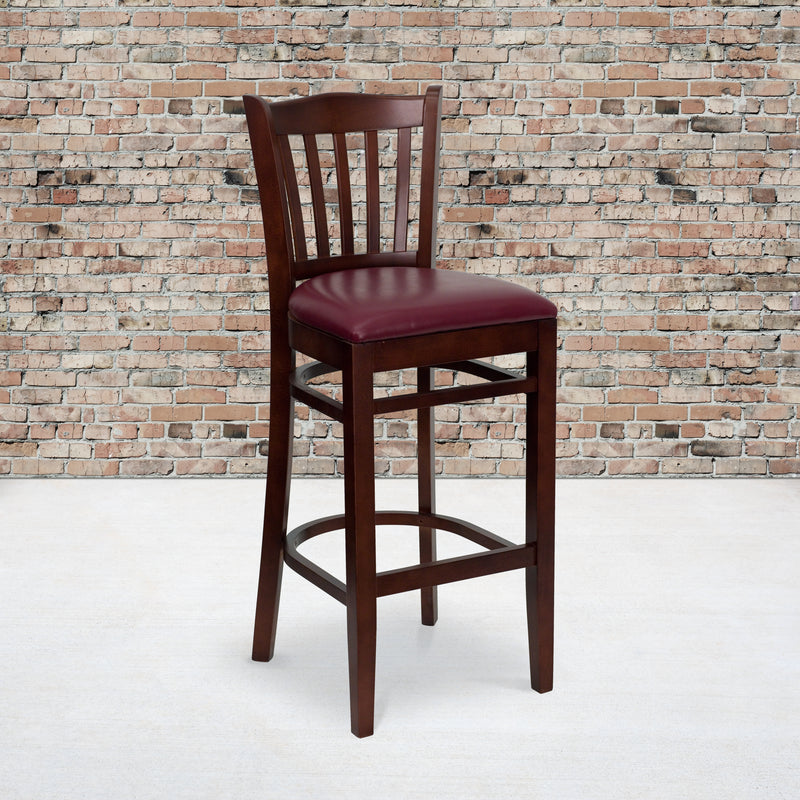 Mahogany Wood Stool-Burg Vinyl