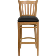 Natural Wood Stool-Blk Vinyl