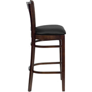 Walnut Wood Stool-Blk Vinyl
