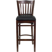 Walnut Wood Stool-Blk Vinyl