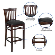 Walnut Wood Stool-Blk Vinyl