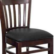 Walnut Wood Stool-Blk Vinyl