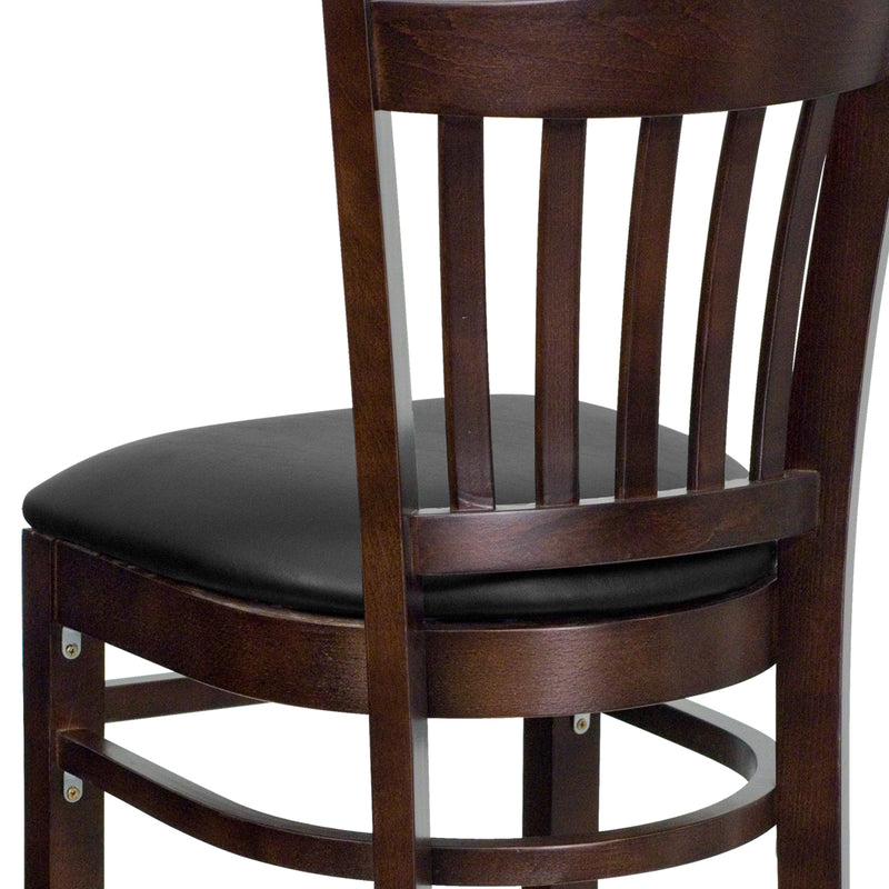 Walnut Wood Stool-Blk Vinyl