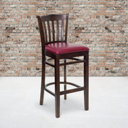 Walnut Wood Stool-Burg Vinyl