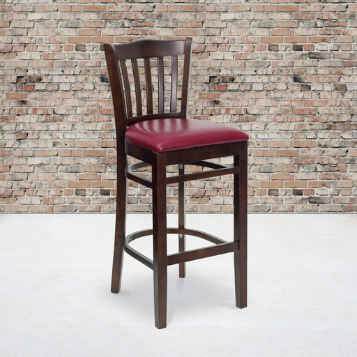 Walnut Wood Stool-Burg Vinyl