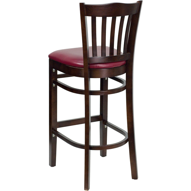 Walnut Wood Stool-Burg Vinyl