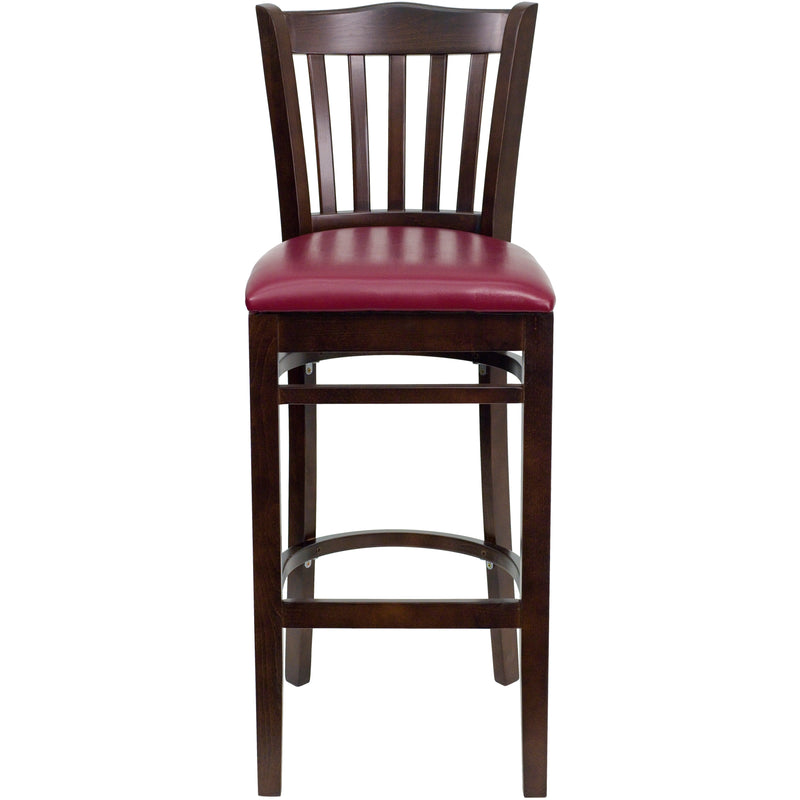 Walnut Wood Stool-Burg Vinyl
