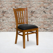 Cherry Wood Chair-Blk Vinyl