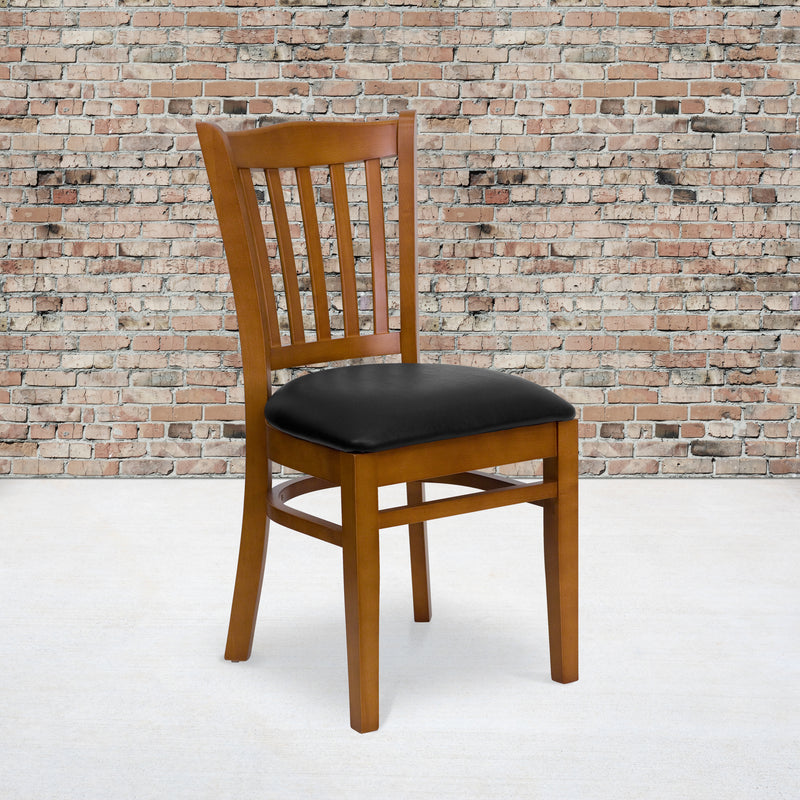 Cherry Wood Chair-Blk Vinyl