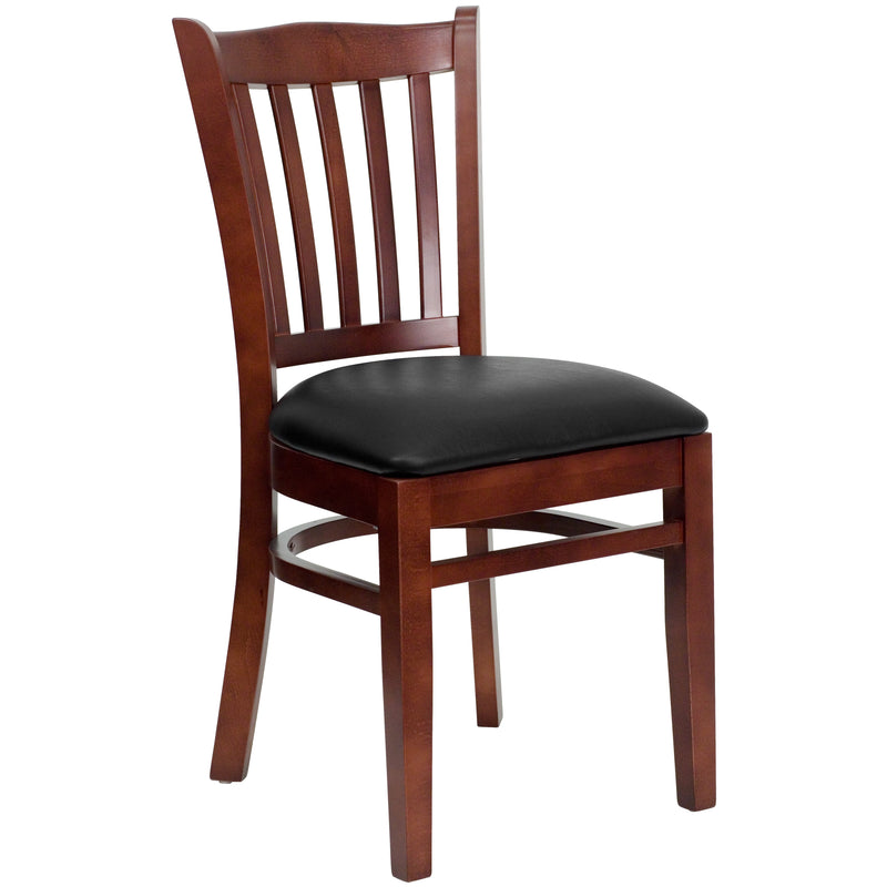 Mahogany Wood Chair-Blk Vinyl