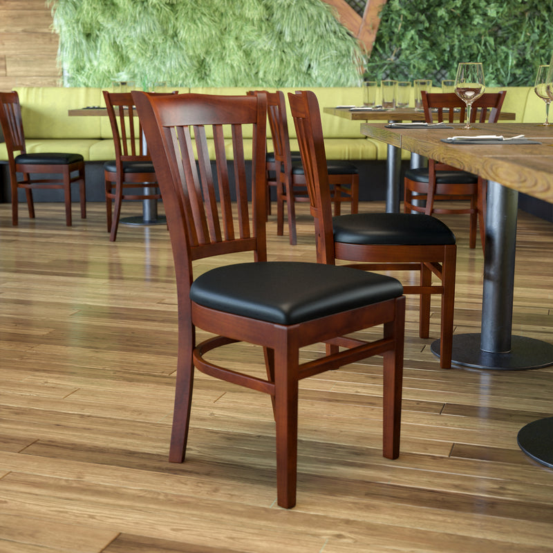 Mahogany Wood Chair-Blk Vinyl