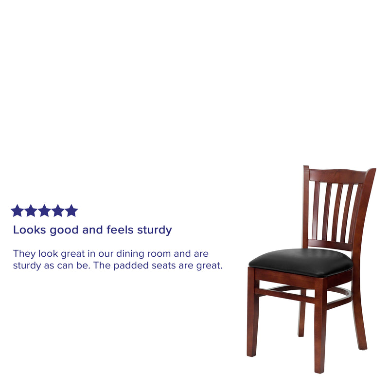 Mahogany Wood Chair-Blk Vinyl